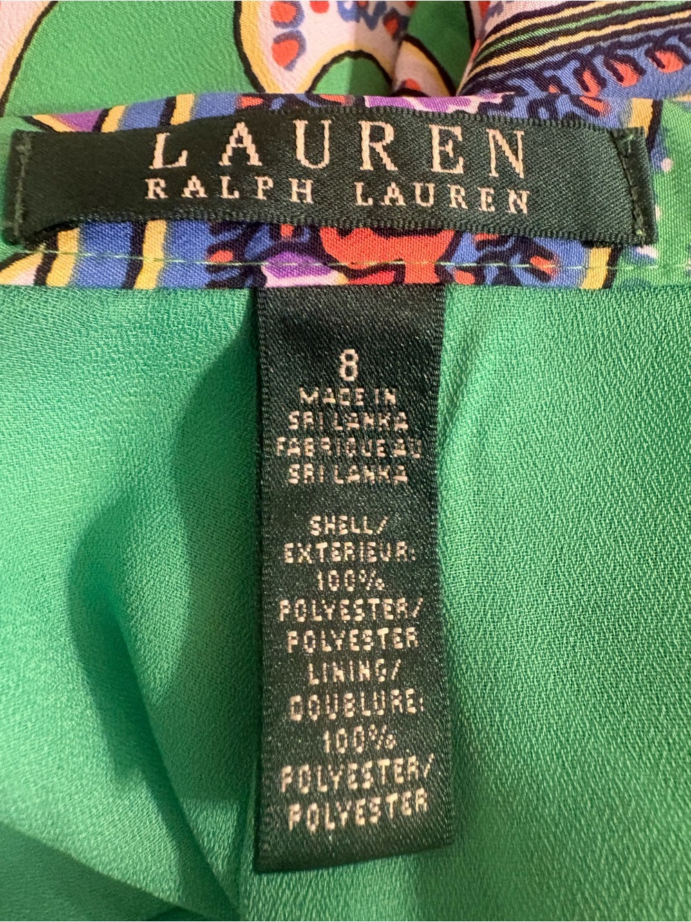 Lauren Ralph Lauren Green Paisley-Trim Pants - Picture 3 of 4